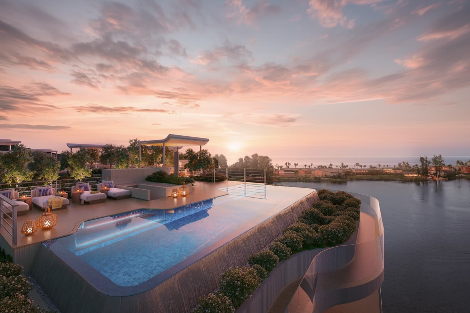 Bellaguna sunset perspective render