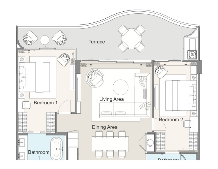 2BR Lake Residence layout
