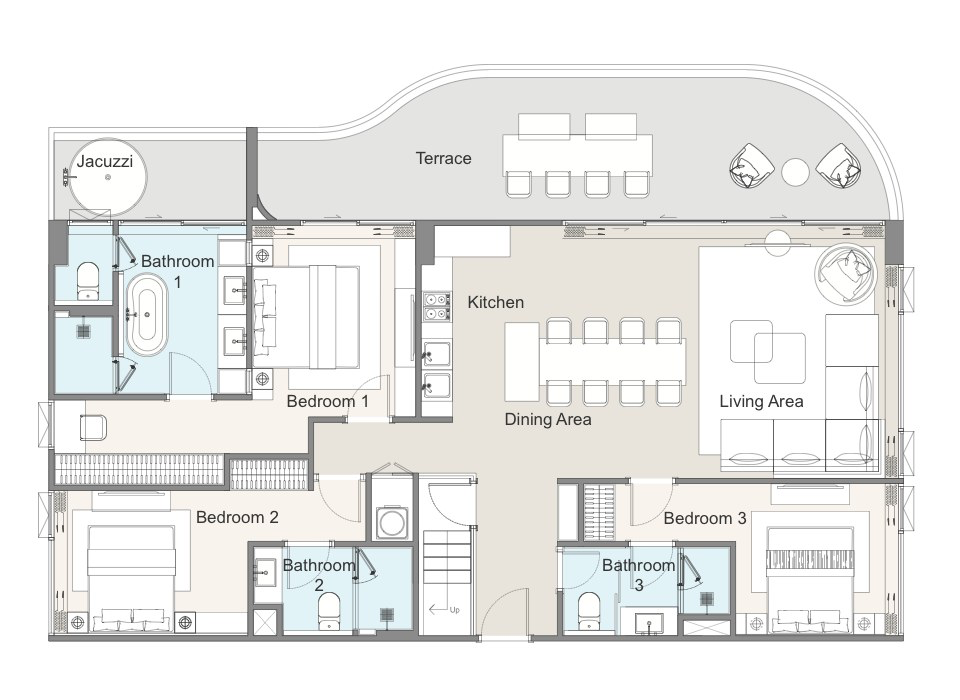 3BR Penthouse layout